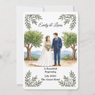 Aquarell Gesichtsloze Hochzeitseinladung für ein P Einladung