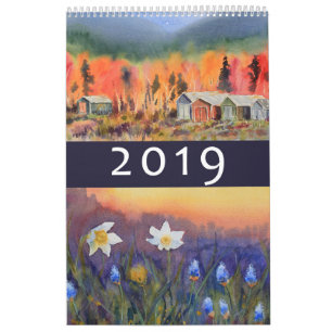 Aquarell gestaltet 2019 Wandkalender