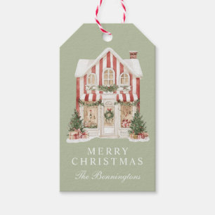 Aquarell-Gestreifte Weihnachts-Boutique Personalis Geschenkanhänger