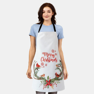 Aquarell Geweih Rentier Kardinal Weihnachten Schürze