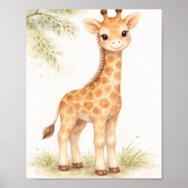 Aquarell-Giraffen-Kinderzimmer-Wandkunst Poster (Vorne)