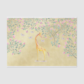 Aquarell-Giraffen-Schmetterlinge und Blüte Seidenpapier