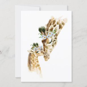 Aquarell-Giraffenmama und -Baby Einladung