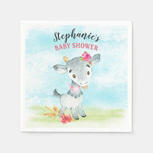 Aquarell Girl Goat Baby Duschfarm Serviette