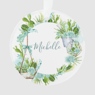 Aquarell-Glas-Terrarium-Sukkulenten Ornament