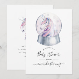 Aquarell Glitzer Einhorn Weihnachtsdusche Einladung