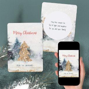 Aquarell Glitzer Weihnachtsbaum Feiertagskarte