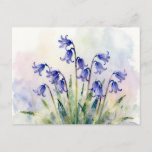Aquarell-Glockenblumen Botanische Sanfte Pastell-B Postkarte
