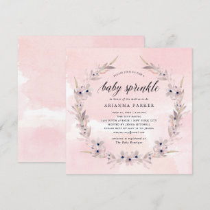 Aquarell-Glück   errötet rosa Blumenbaby besprüht Einladung