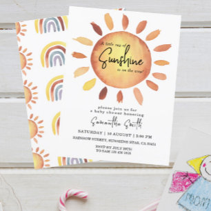 Aquarell Glücklich Gelbe Sonnenschein-Baby-Party Einladung