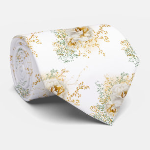Aquarell-Gold-Blumenmuster Krawatte