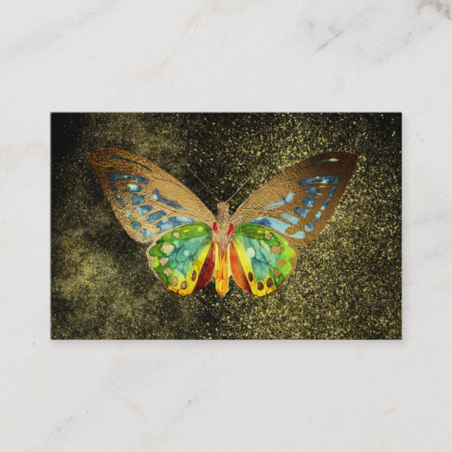*~* Aquarell Gold Gilde Butterfly Gold Glitzer Visitenkarte (Vorderseite)