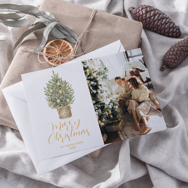 Aquarell Gold Tree Foto Frohe Weihnachten (Von Creator hochgeladen)