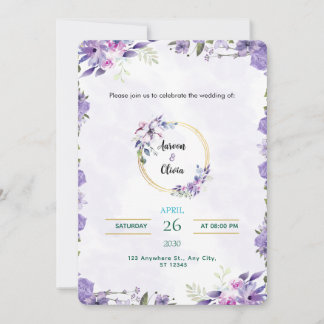 Aquarell Gold & Violett Einladung