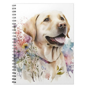 Aquarell Golden Labrador Retriever und Blumen Notizblock