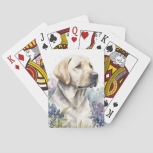Aquarell Golden Labrador Retriever und Blumen Spielkarten