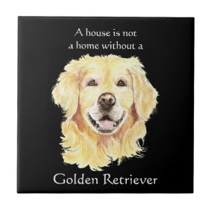 Aquarell Golden Retriever Hund Haustier Tier Zitat Fliese