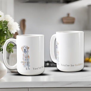 Aquarell Golden Retriever Hund Kaffeetasse