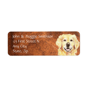 Aquarell golden retriever-Hundeadressen-Etikett