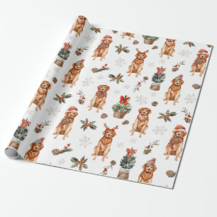 Aquarell Golden Retriever Weihnachten Hunde Geschenkpapier