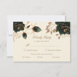 Aquarell-Goldrosen-RSVP-Essenwahlkarte RSVP Karte