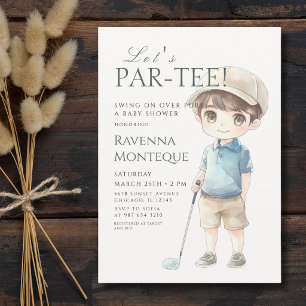 Aquarell Golf Junge lässt Par-Tee Baby Shower Einladung