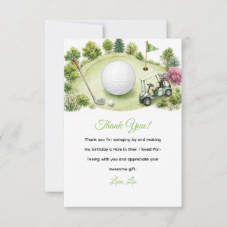 Aquarell-Golfplatz-Kindergeburtstag Dankeskarte