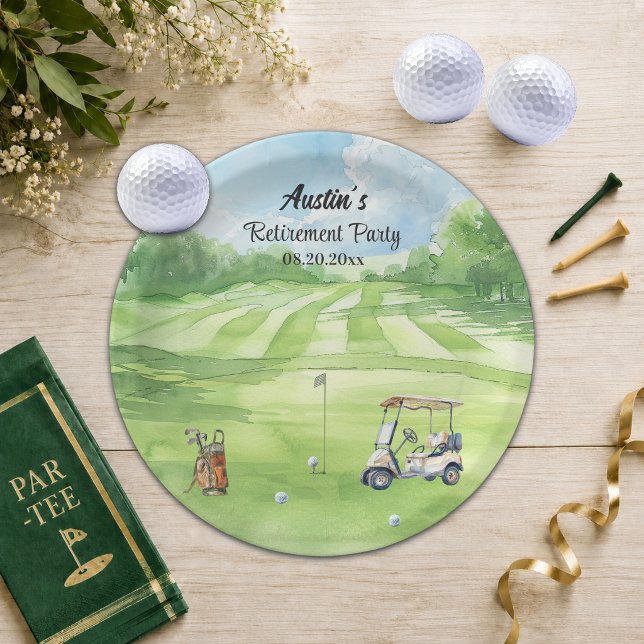 Aquarell-Golfplatz-Ruhestandsfeier  Pappteller (Von Creator hochgeladen)