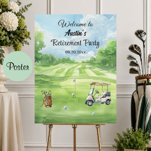 Aquarell-Golfplatz-Ruhestandsparty Willkommen Poster