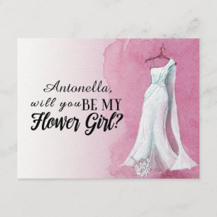 Aquarell Gown "Werden Sie meine Blume Mädchen?" Einladung