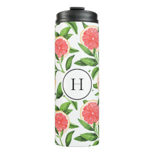 Aquarell-Grapefruits-Muster-Monogramm Thermosbecher