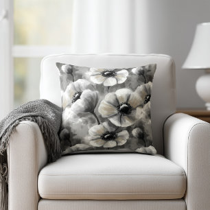 Aquarell-Grau-Blumenmuster Kissen