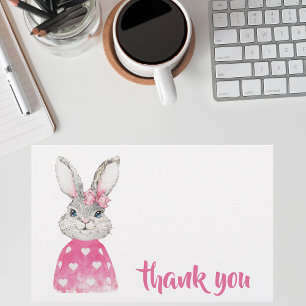 Aquarell Grauer Hase / Hübsches Danke im Prep-Stil Briefpapier
