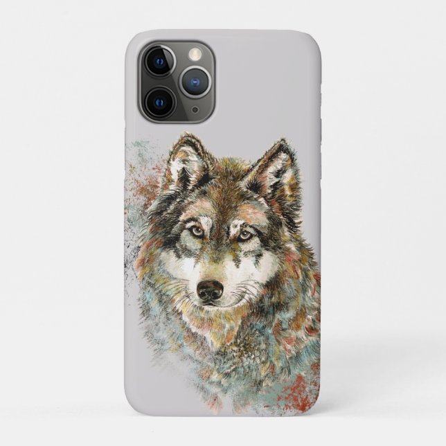 Aquarell Grauer Wolf Landschaft Case-Mate iPhone Hülle (Rückseite)