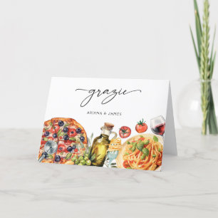 Aquarell Grazie Pasta Italienisches Essen Dankeskarte