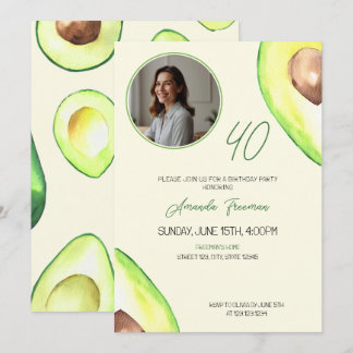 Aquarell Green Avocado Foto Geburtstag Einladung