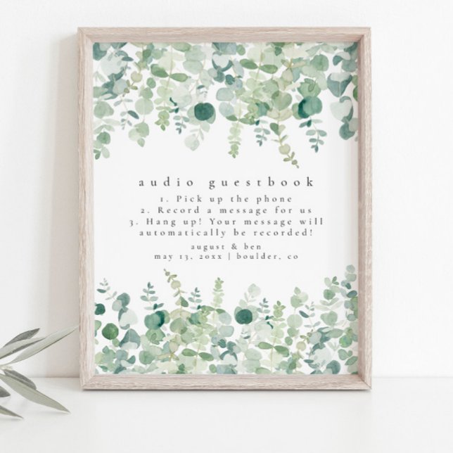 Aquarell Greenery Audio Gästebuchunterschrift Poster (Von Creator hochgeladen)