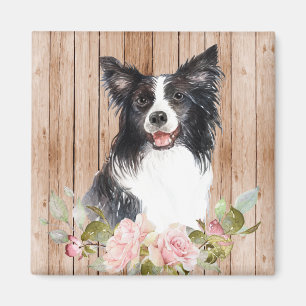 Aquarell-Grenzcollie & Blumen Magnet