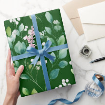 Aquarell Grün Blatt Weiß Blumenmuster