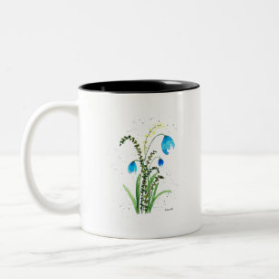 Aquarell Grün Blau Floral Rustikal Elegant Farn Zweifarbige Tasse