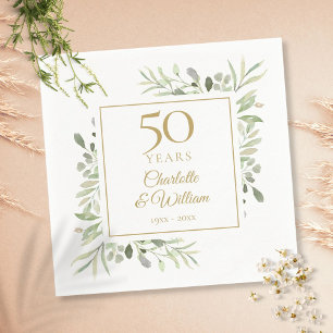 Aquarell Grün Elegant Gold 50. Jubiläum Serviette