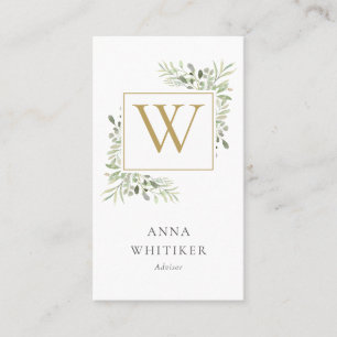 Aquarell Grün Gold Monogramm Professionell Visitenkarte