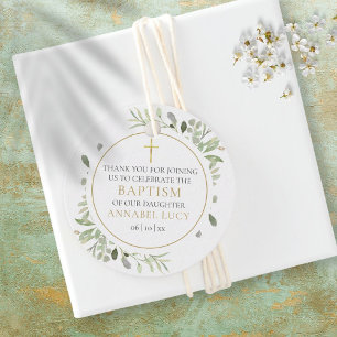 Aquarell-Grün-Gold-Tauf-Dankeschön Geschenkanhänger