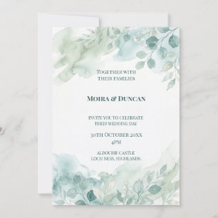 Aquarell-Grün-Hochzeit Einladung