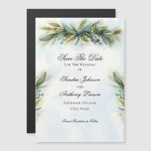 Aquarell-Grün-Hochzeit Magneteinladung
