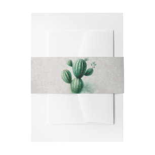 Aquarell-Grün-Kaktus-Grau-Südwest-Hochzeit Einladungsbanderole