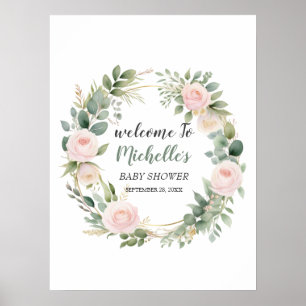 Aquarell Grün Mädchen Dusche Begrüßungszeichen Poster
