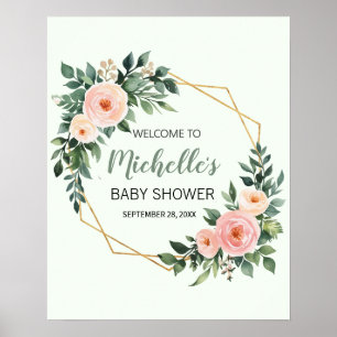 Aquarell Grün Mädchen Dusche Begrüßungszeichen Poster