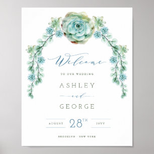 Aquarell Grün Sukkulenten Garten Hochzeitsschild Poster