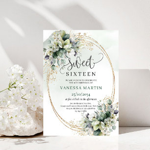 Aquarell Grün Sweet 16 Salbei Grün Einladung
